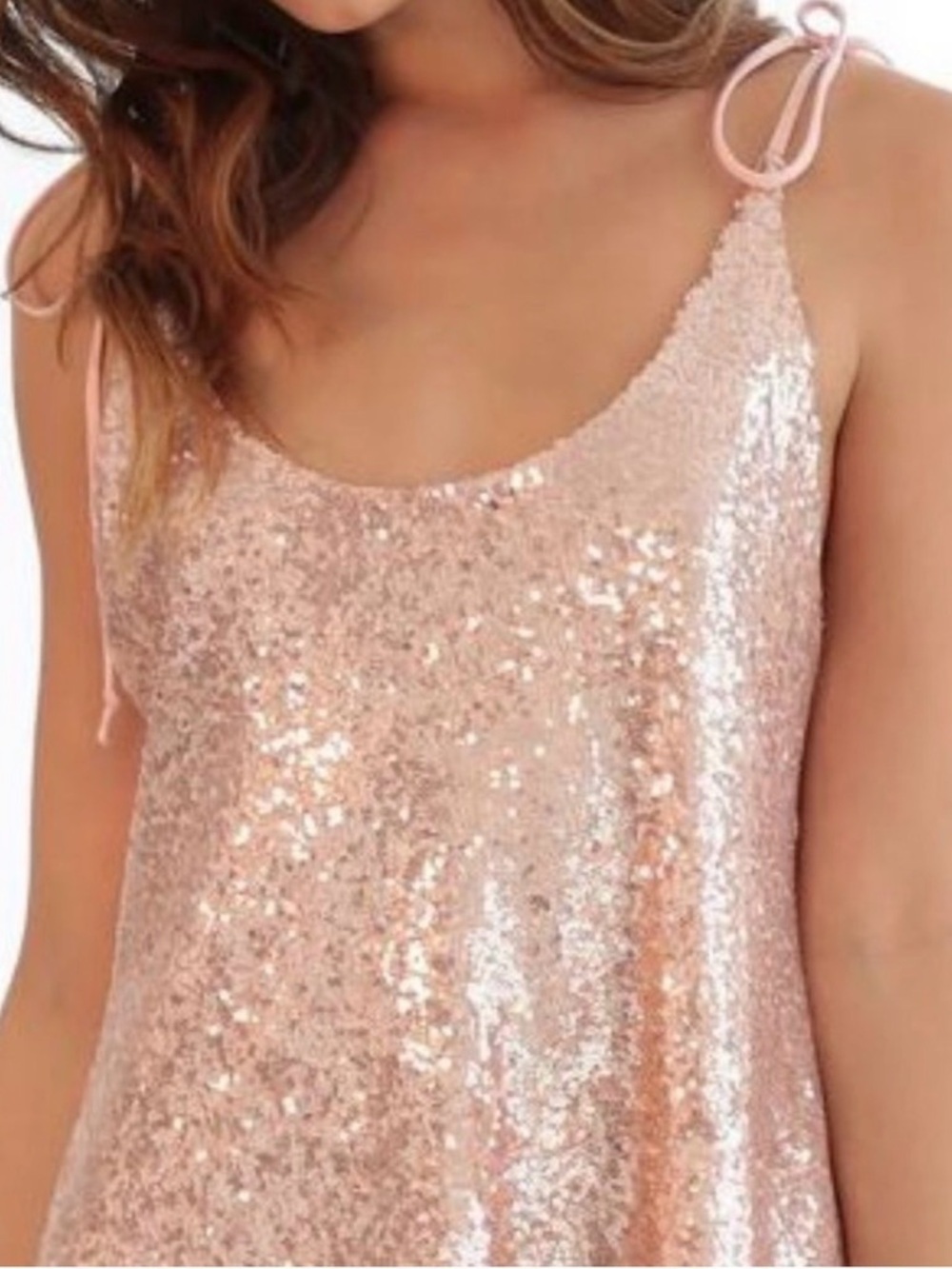 Lucy in the Sky Open Back Dress in Sequin Rose M